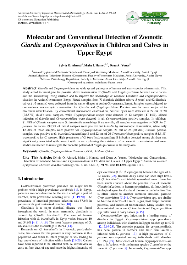 (PDF) 91-94 Detection of Zoonotic Giardia and Cryptosporidium in ...