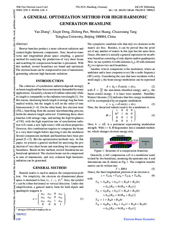 (PDF) A General Optimization Method for High Harmonic Generation Beamline