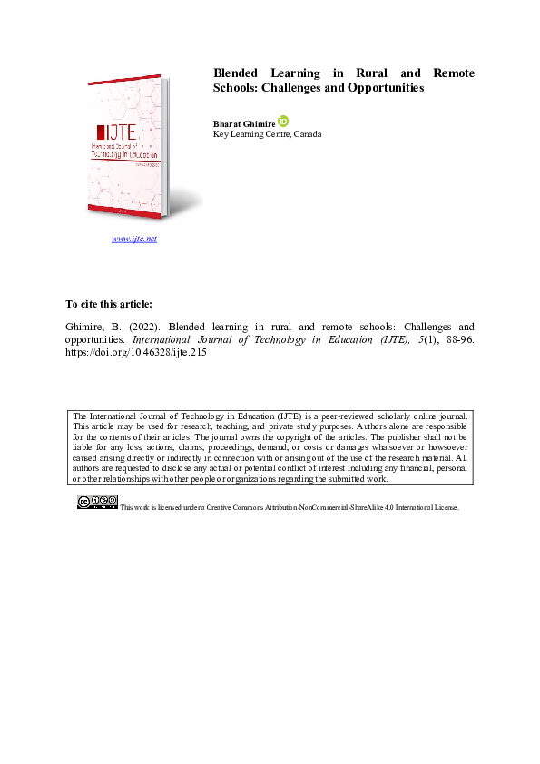 (PDF) Blended Learning in Rural and Remote Schools: Challenges and ...