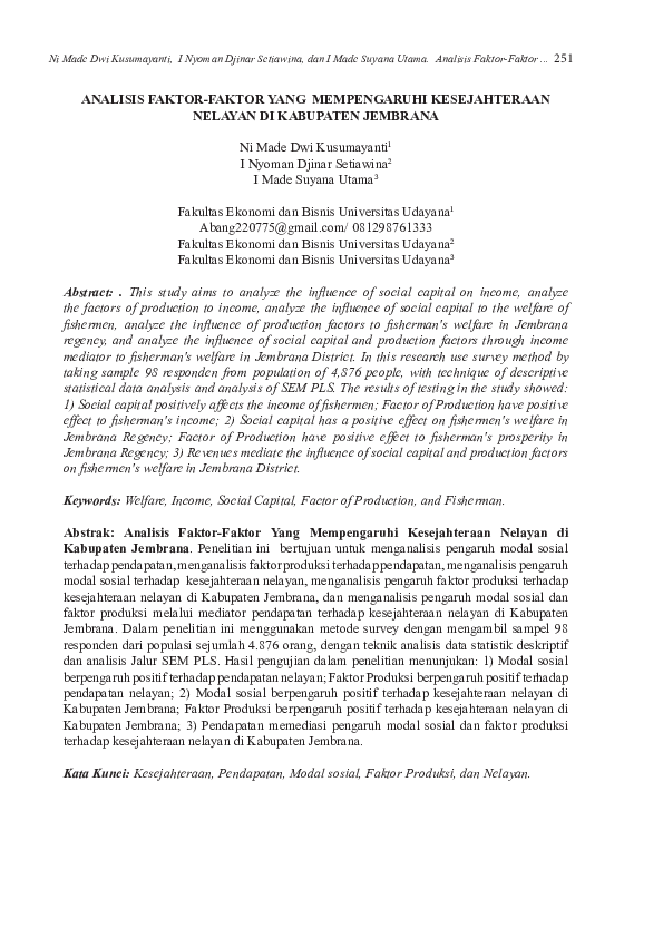 (PDF) Analisis FaktorFaktor Yang Mempengaruhi Kesejahteraan Nelayan DI
