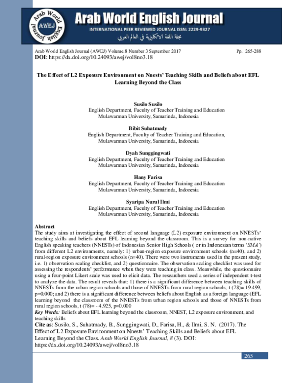 (PDF) The Effect of L2 Exposure Environment on Nnests’ Teaching Skills ...
