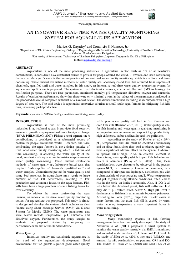 (PDF) AN INNOVATIVE REAL-TIME WATER QUALITY MONITORING SYSTEM FOR ...