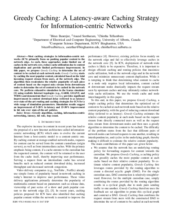(PDF) Greedy caching: A latency-aware caching strategy for information ...