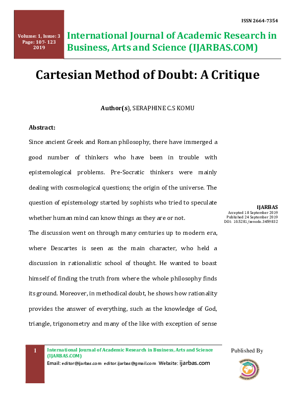 (PDF) Cartesian Method of Doubt A Critique seraphine komu Academia.edu