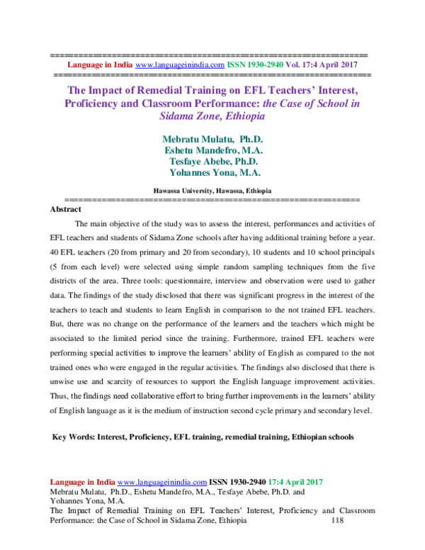 (PDF) The Impact of Remedial Training on EFL Teachers’ Interest ...