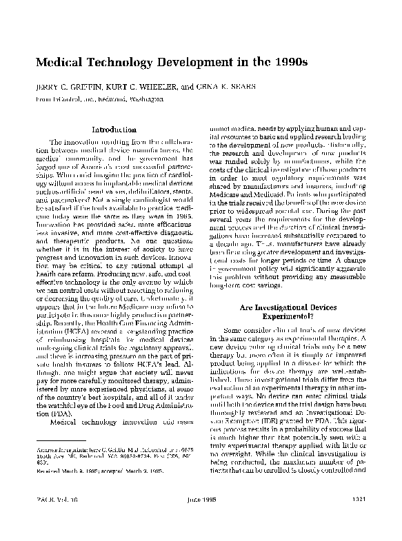 (PDF) Medical Technology Development in the 1990s