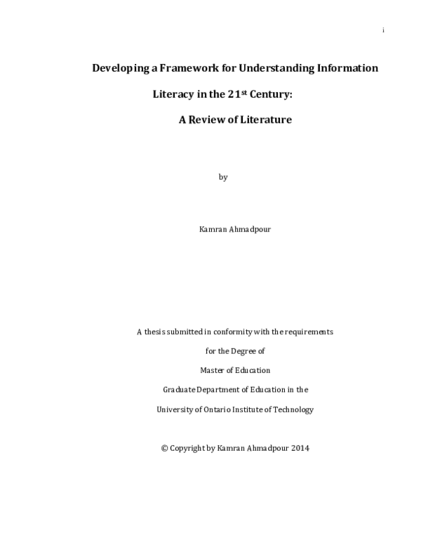 (PDF) Developing a framework for understanding information literacy in ...