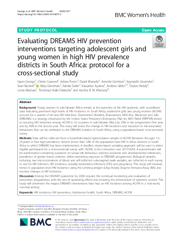 (PDF) Evaluating DREAMS HIV prevention interventions targeting ...