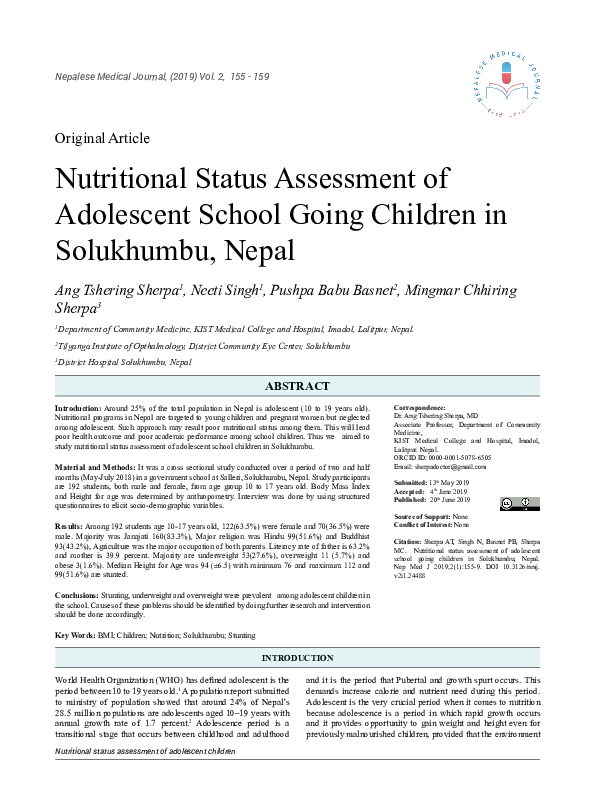 (PDF) Nutritional Status Assessment of Adolescent School Going Children ...