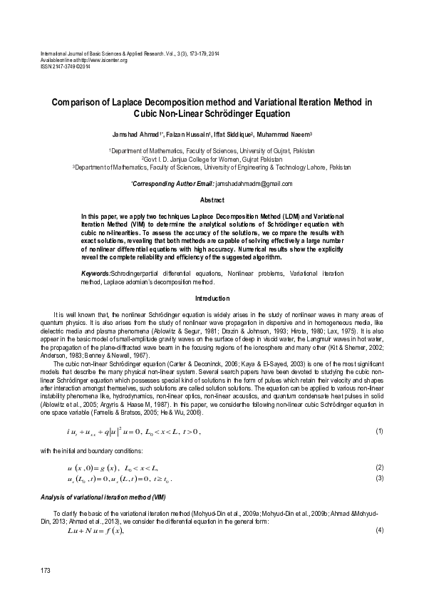(PDF) Comparison of Laplace Decomposition method and Variational ...