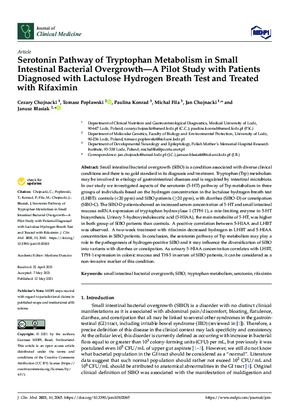 (PDF) Serotonin Pathway of Tryptophan Metabolism in Small Intestinal ...