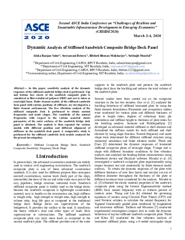 (DOC) Dynamic Analysis of Stiffened Sandwich Composite Bridge Deck Panel