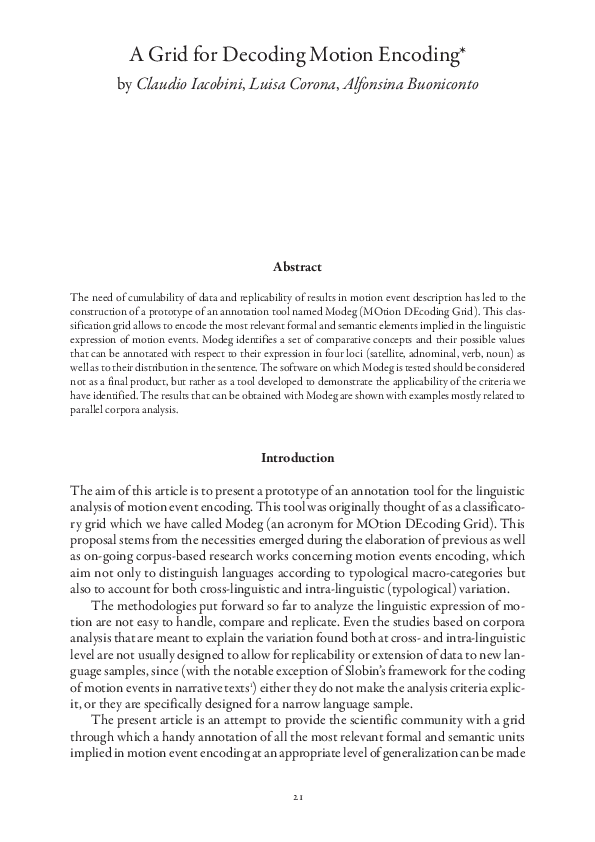 (PDF) A Grid for Decoding Motion Encoding