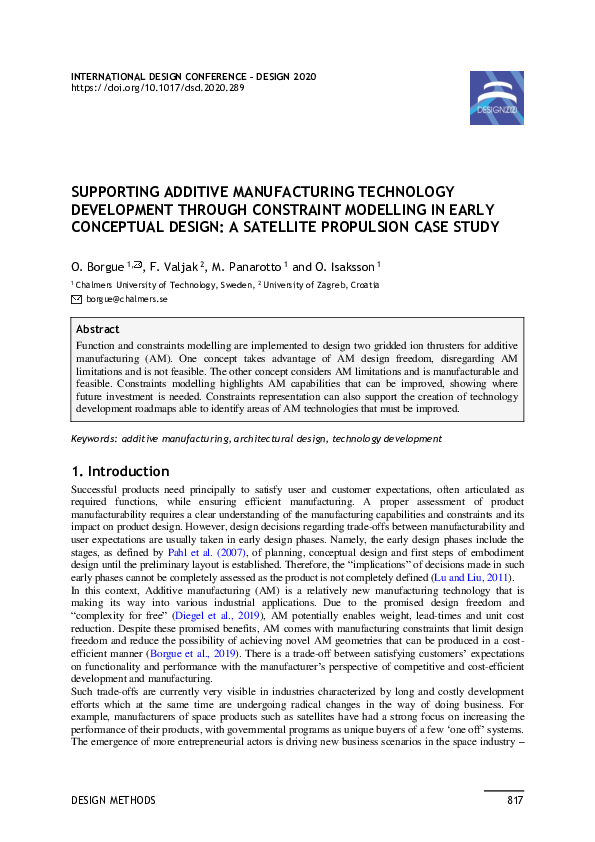 (PDF) Supporting Additive Manufacturing Technology Development Through ...