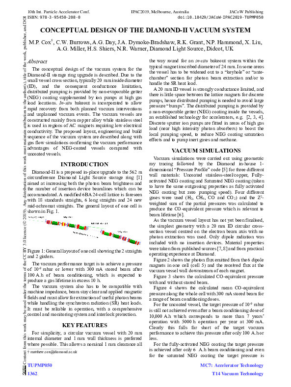 (PDF) Conceptual Design of the Diamond-II Vacuum System