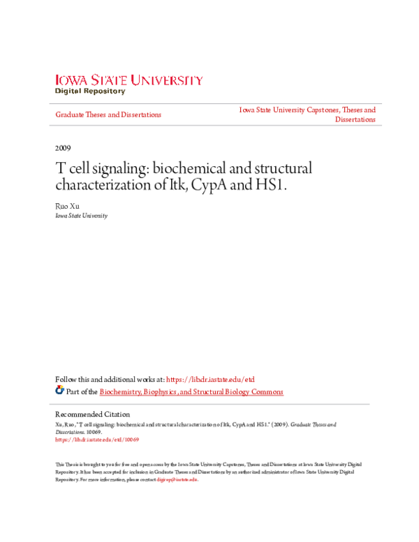 (PDF) T cell signaling: biochemical and structural characterization of ...