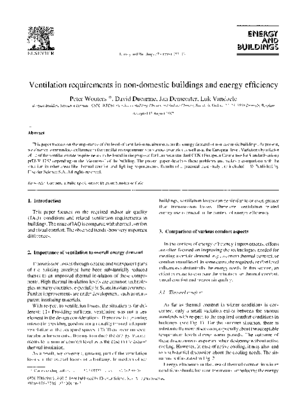 (PDF) Ventilation requirements in nondomestic buildings and energy