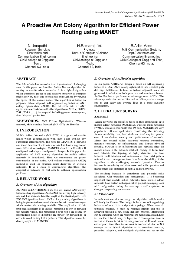 (PDF) A Proactive Ant Colony Algorithm for Efficient Power Routing ...