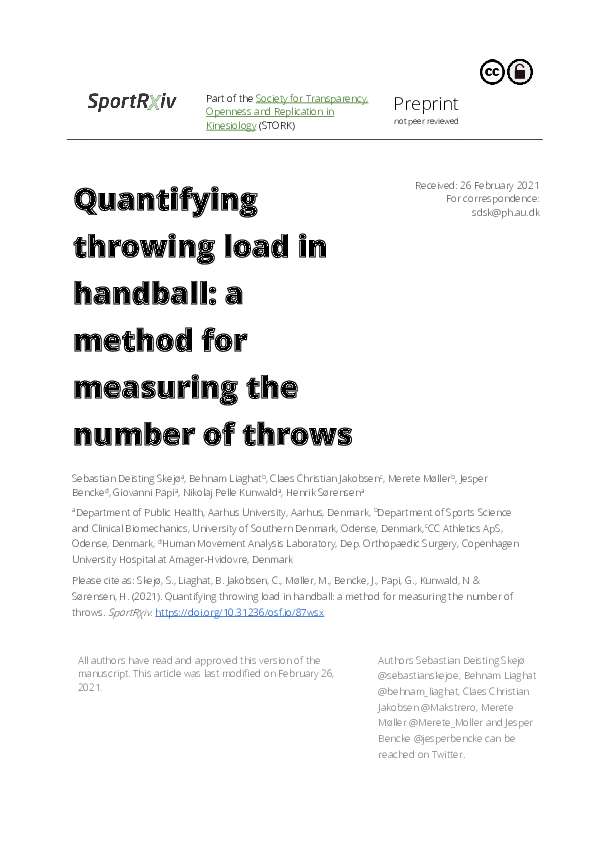 (PDF) Quantifying throwing load in handball: a method for measuring the ...