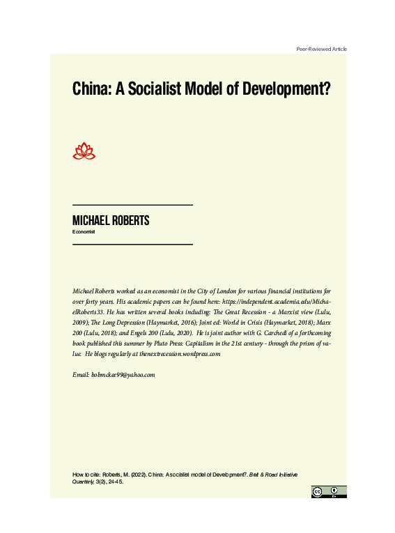 (PDF) China: A Socialist Model of Development? - MICHAEL ROBERTS - BRIQ