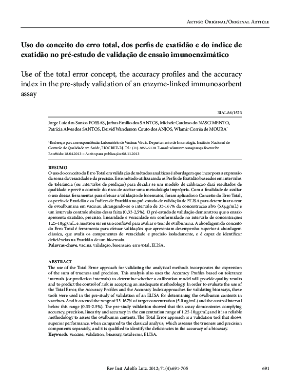 (PDF) Use of the total error concept, the accuracy profiles and the ...