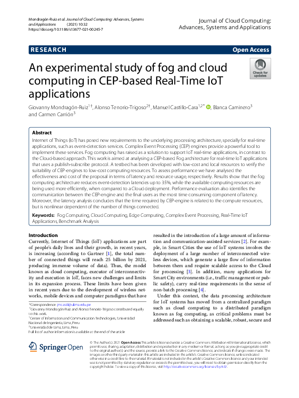 (PDF) An experimental study of fog and cloud computing in CEP-based ...