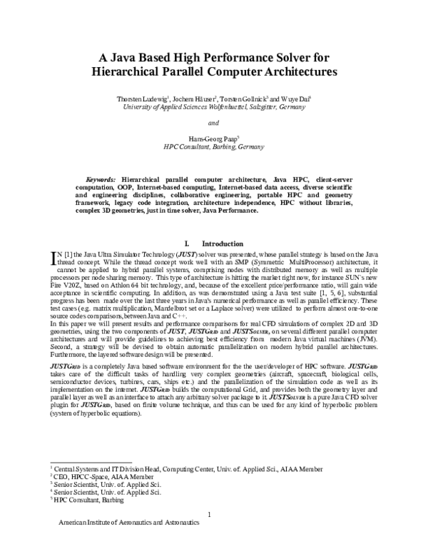 (PDF) A Java Based High Performance Solver for Hierarchical Parallel ...