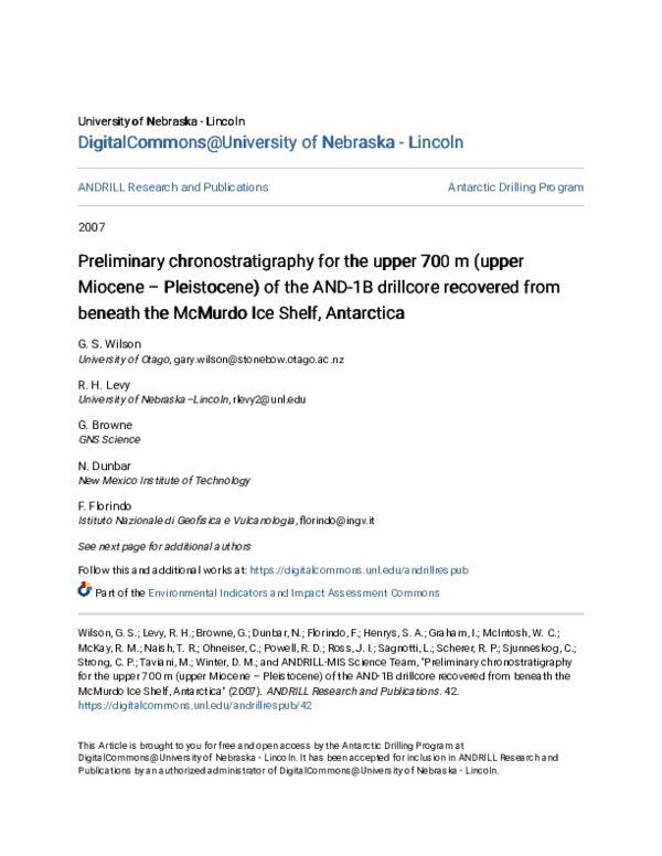 (PDF) Preliminary chronostratigraphy for the upper 700 m (late Miocene ...