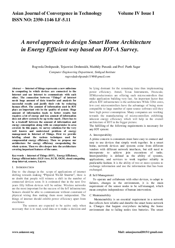 (PDF) A novel approach to design smart home architecture in energy ...