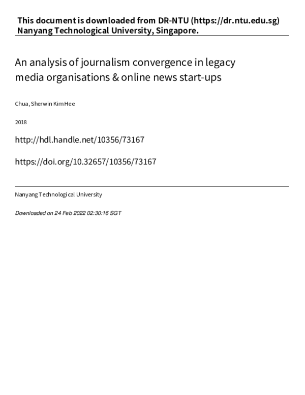 (PDF) An analysis of journalism convergence in legacy media ...