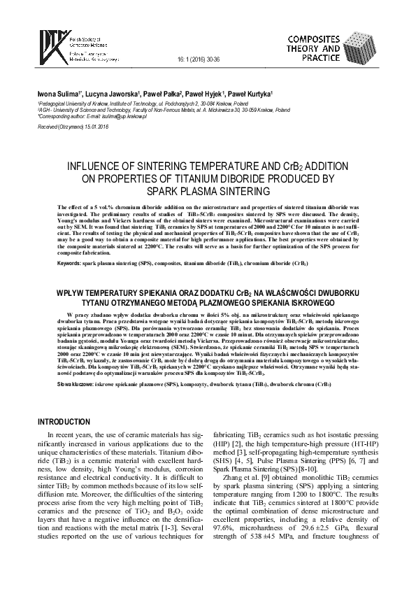 (PDF) Influence of sintering temperature and CrB2 addition on ...