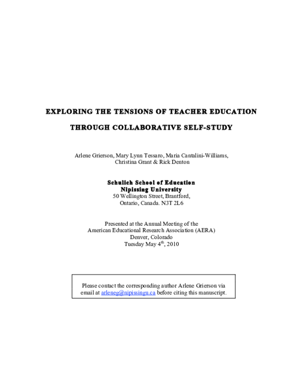 (PDF) Exploring the Tensions of Teacher Education through Collaborative ...