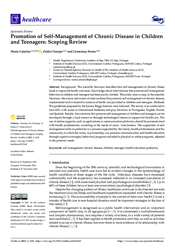 (PDF) Promotion of Self-Management of Chronic Disease in Children and ...