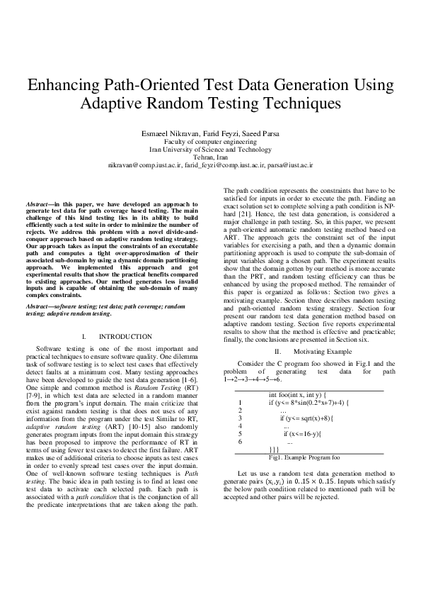 (PDF) Enhancing path-oriented test data generation using adaptive ...