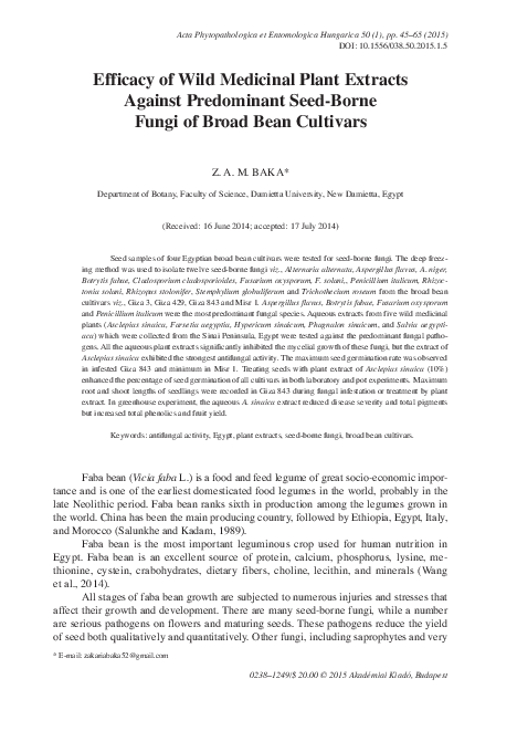 (PDF) Efficacy of wild medicinal plant extracts against predominant ...