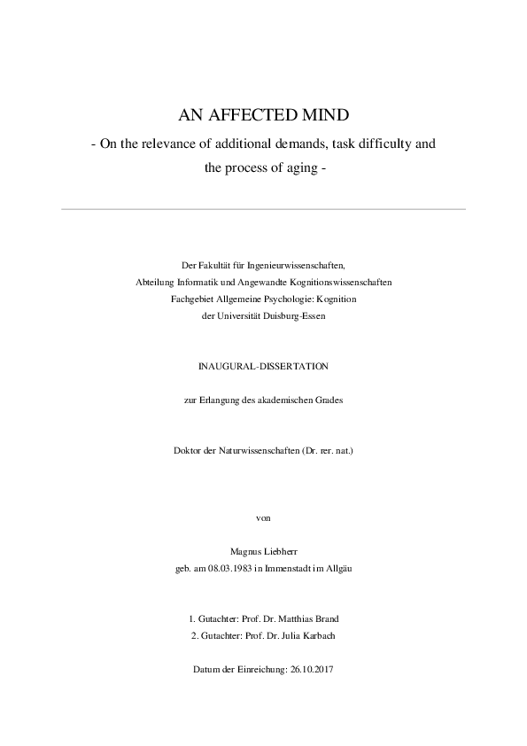 (PDF) An affected mind - on the relevance of additional demands, task ...