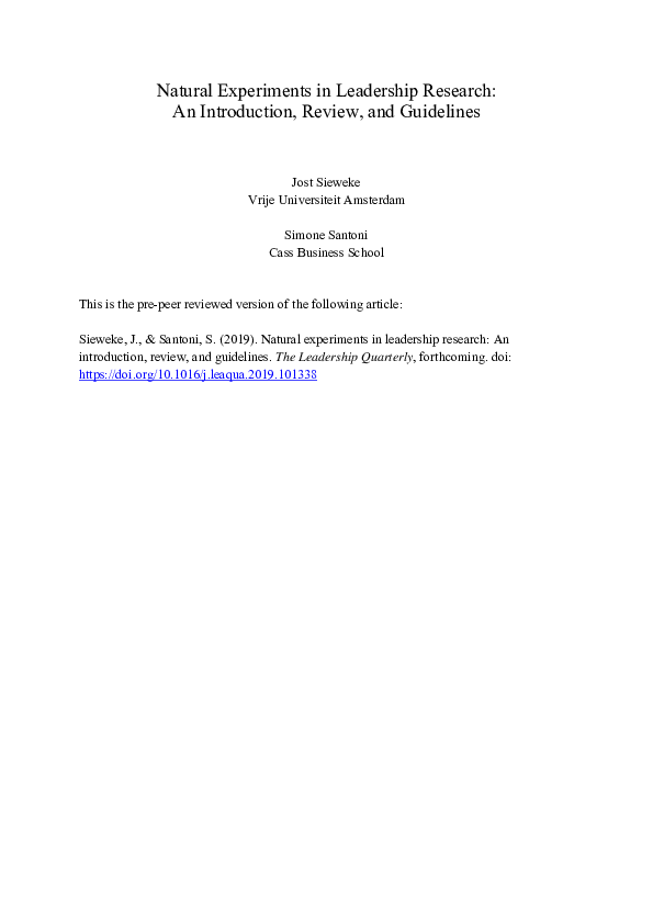 (PDF) Natural experiments in leadership research: An introduction ...