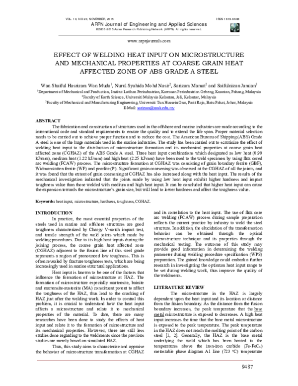 (PDF) Effect of welding heat input on microstructure and mechanical ...