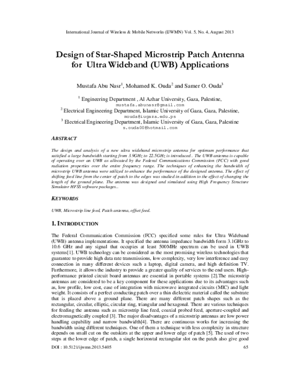 (PDF) Design of Star-Shaped Microstrip Patch Antenna for Ultra Wideband ...