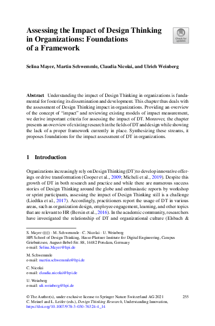 (PDF) Assessing the Impact of Design Thinking in Organizations ...