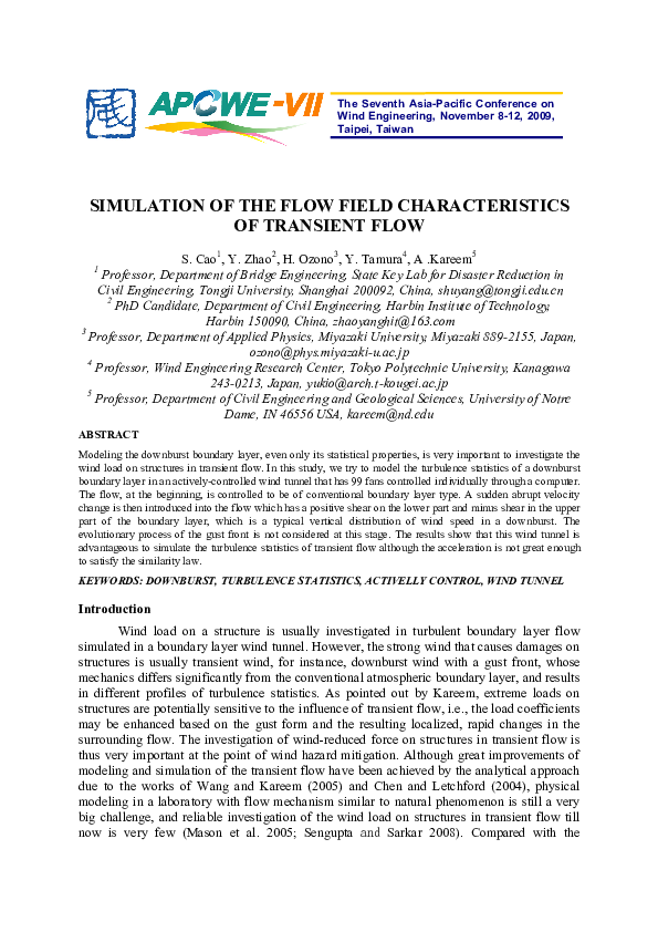 (PDF) Simulation of the Flow Field Characteristics of Transient Flow