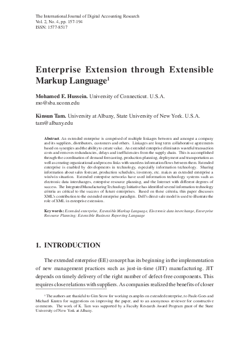 (PDF) Enterprise Extension through Extensible Markup Language