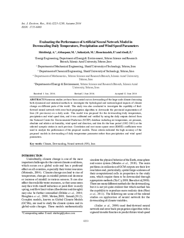 (PDF) Evaluating the Performance of Artificial Neural Network Model in ...