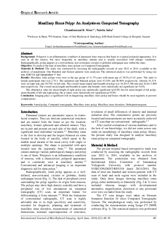 (PDF) Maxillary Sinus Polyp: An Analysis on Computed Tomography