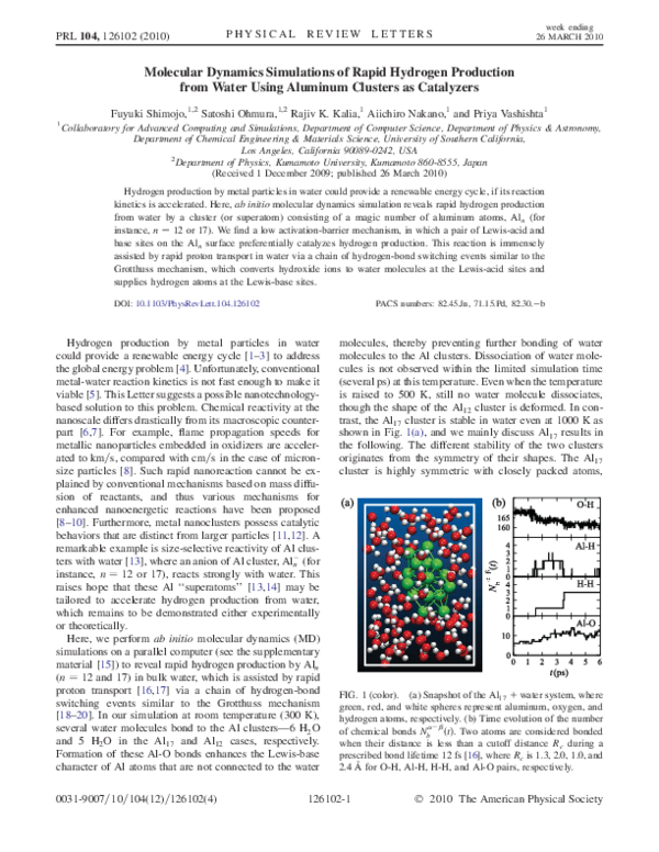 (PDF) Molecular dynamics simulations of rapid hydrogen production from ...