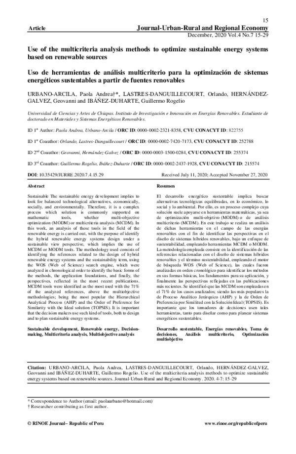 (PDF) Use of the multicriteria analysis methods to optimize sustainable ...