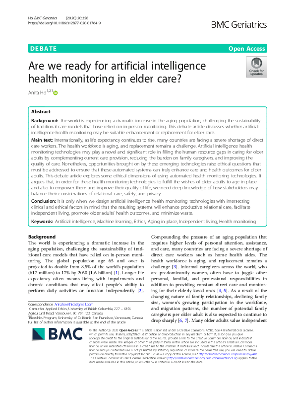 (PDF) Are we ready for artificial intelligence health monitoring in ...