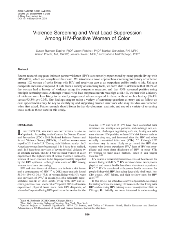 (PDF) Violence Screening and Viral Load Suppression Among HIV-Positive ...