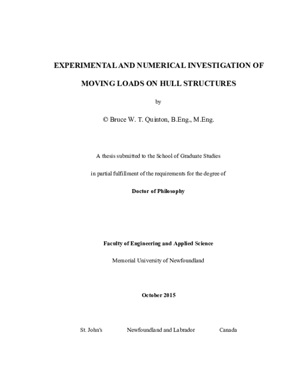(PDF) Experimental and numerical investigation of moving loads on hull ...