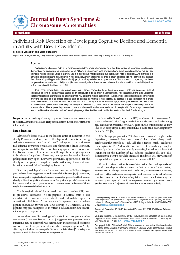 (PDF) Individual Risk Detection of Developing Cognitive Decline and ...